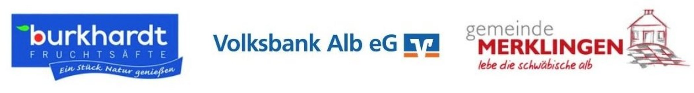 Sponsoren Aktion Jungbaum: burkhardt Fruchtsäfte, Volksbank Alb eG, Gemeinde Merklingen